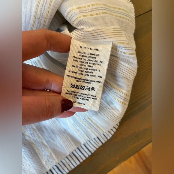 Anthropologie Linen Striped Blazer Size 12 - Picture 5 of 8